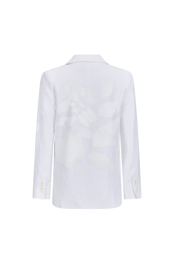 'WHITE ON WHITE HAND SILK SCREEN' DOUBLE BREASTED JACKET - - Libertine