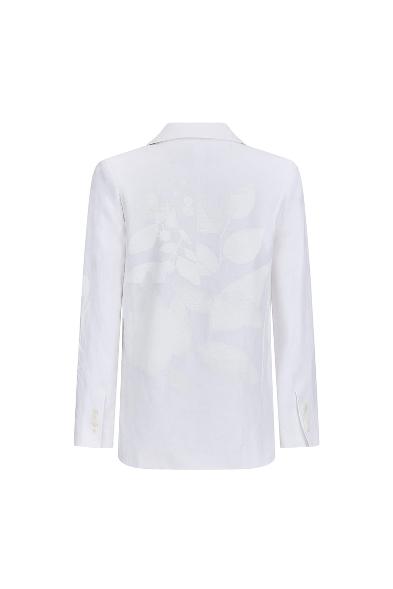 'WHITE ON WHITE HAND SILK SCREEN' DOUBLE BREASTED JACKET - - Libertine