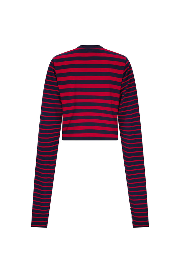 'LIBERTINE GOTHIC SILK SCREEN' NAVY RED LONGEST SLEEVE T SHIRT - - Libertine