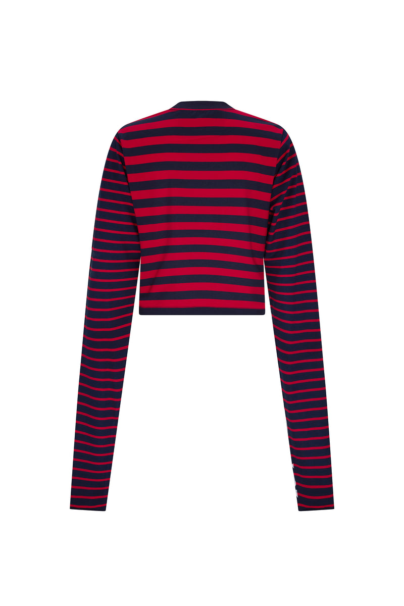 'LIBERTINE GOTHIC SILK SCREEN' NAVY RED LONGEST SLEEVE T SHIRT - - Libertine