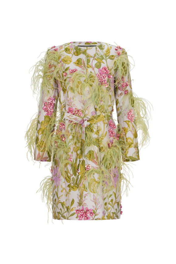 'DIANTHUS' EMBELLISHED BELTED COLLARLESS COAT - - Libertine - Main image