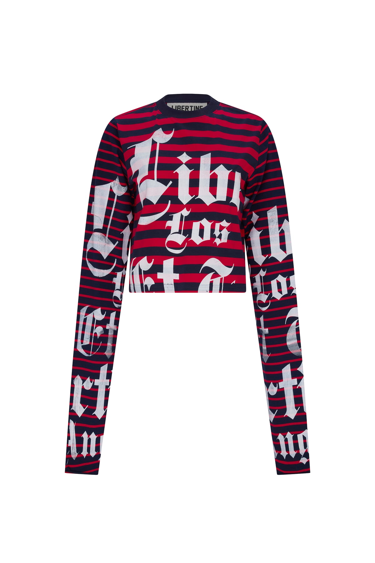 'LIBERTINE GOTHIC SILK SCREEN' NAVY RED LONGEST SLEEVE T SHIRT - - Libertine