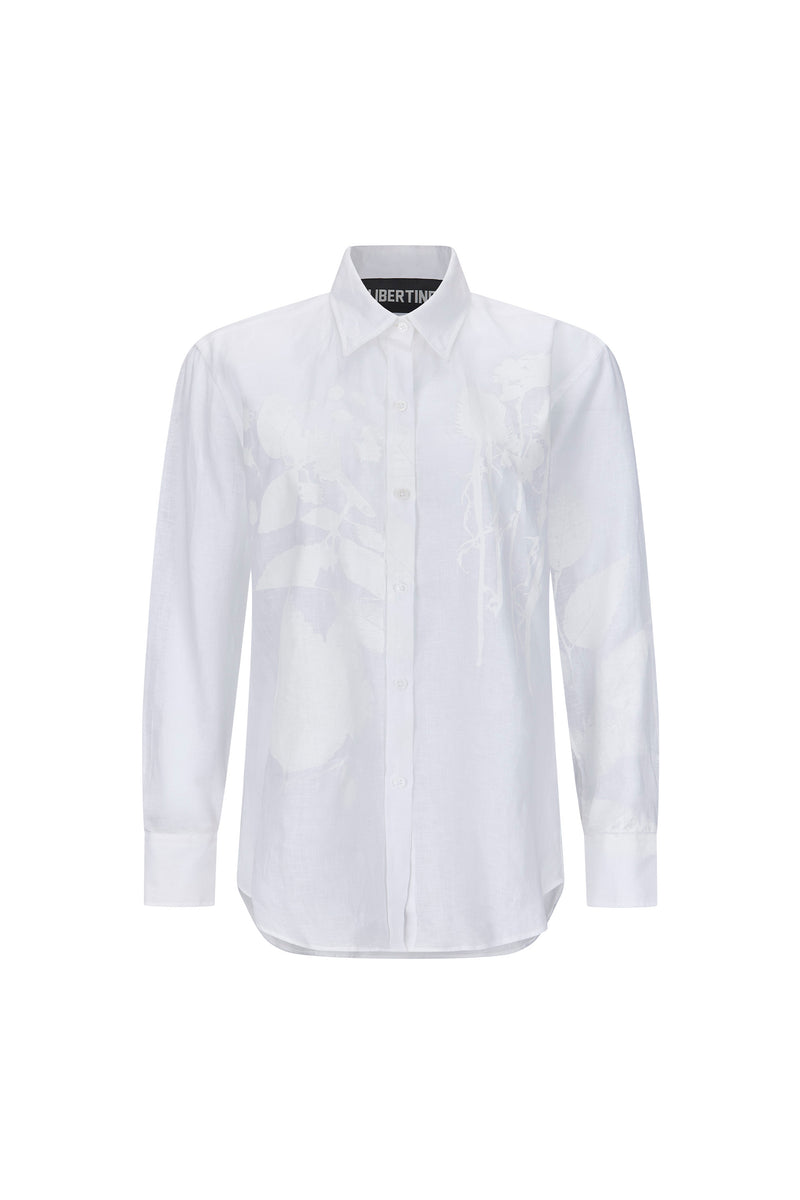 'WHITE ON WHITE HAND SILK SCREEN' NEW CLASSIC SHIRT - - Libertine