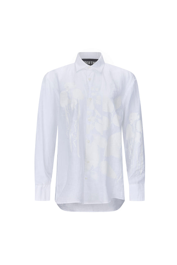 'WHITE ON WHITE HAND SILK SCREEN' NEW CLASSIC SHIRT - - Libertine - Main image
