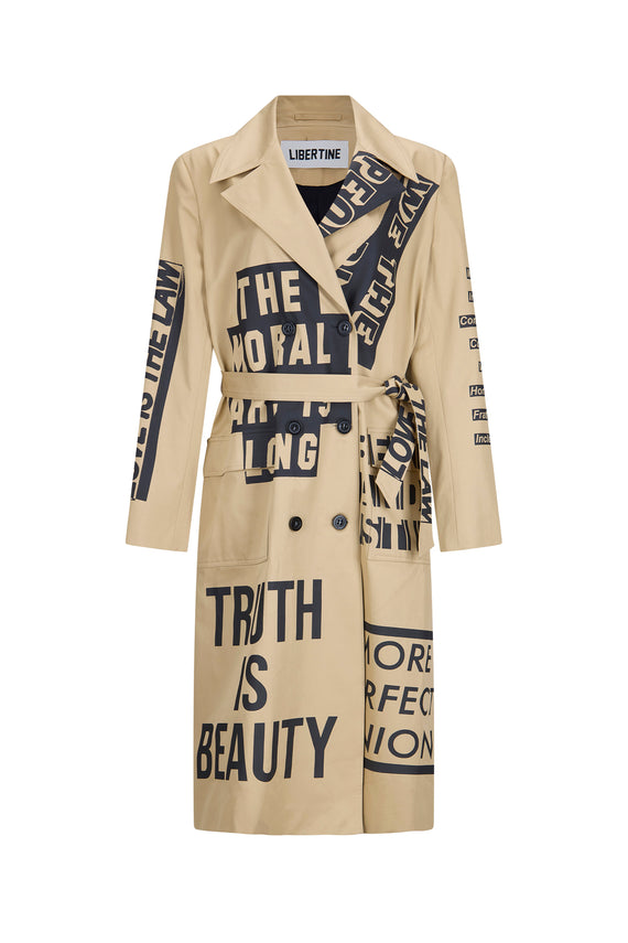 'DEMOCRACY' LONG LEAN TRENCH - - Libertine - Main image