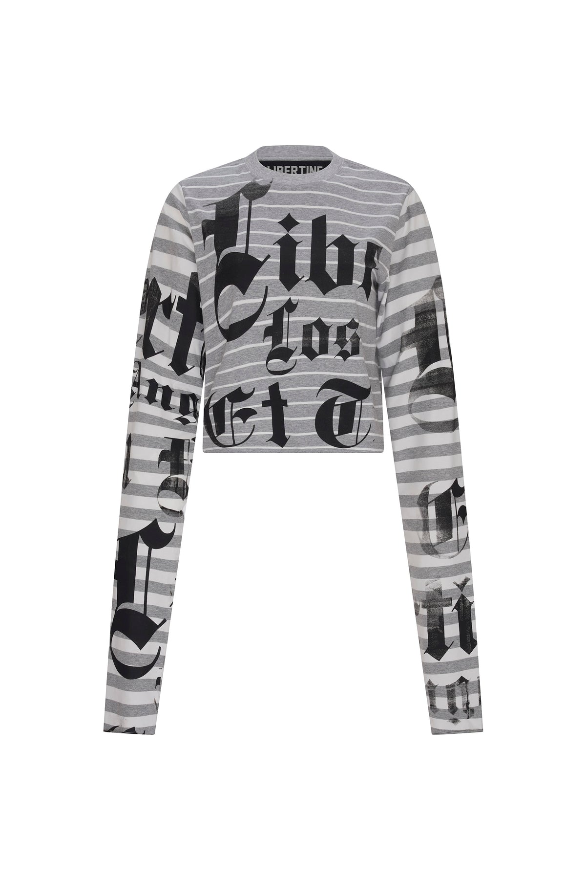 'LIBERTINE GOTHIC SILK SCREEN' GREY WHITE LONGEST SLEEVE T SHIRT - - Libertine