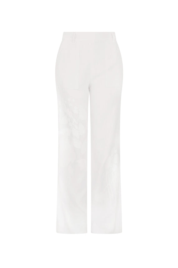 'WHITE ON WHITE HAND SILK SCREEN' SAILOR PANT - - Libertine - Main image
