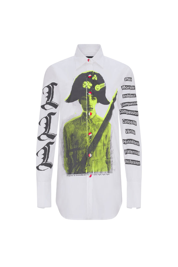 'PAIX SILK SCREEN' LONG CLASSIC SHIRT - - Libertine