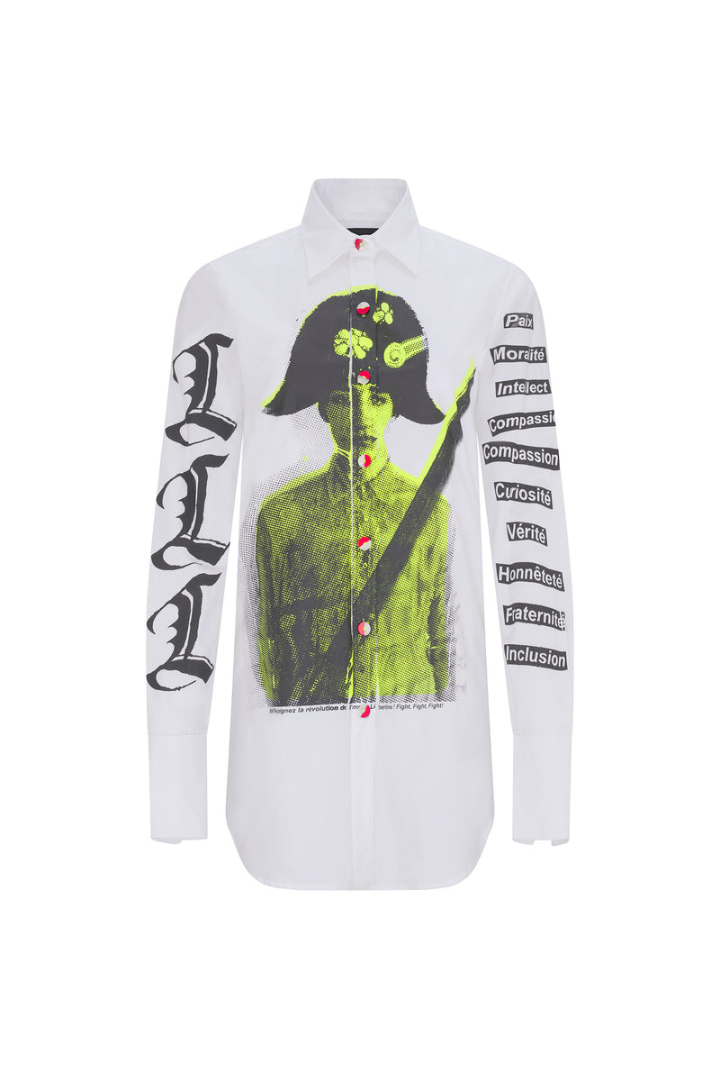 'PAIX SILK SCREEN' LONG CLASSIC SHIRT - - Libertine