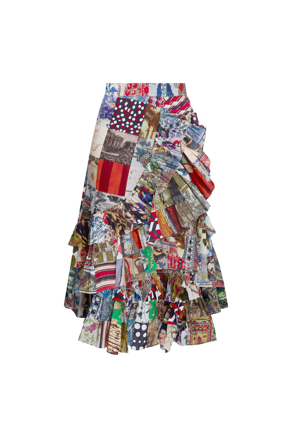 'BLOOMSBURY COLLAGE' SUMMER RUFFLED SKIRT - Skirts - Libertine