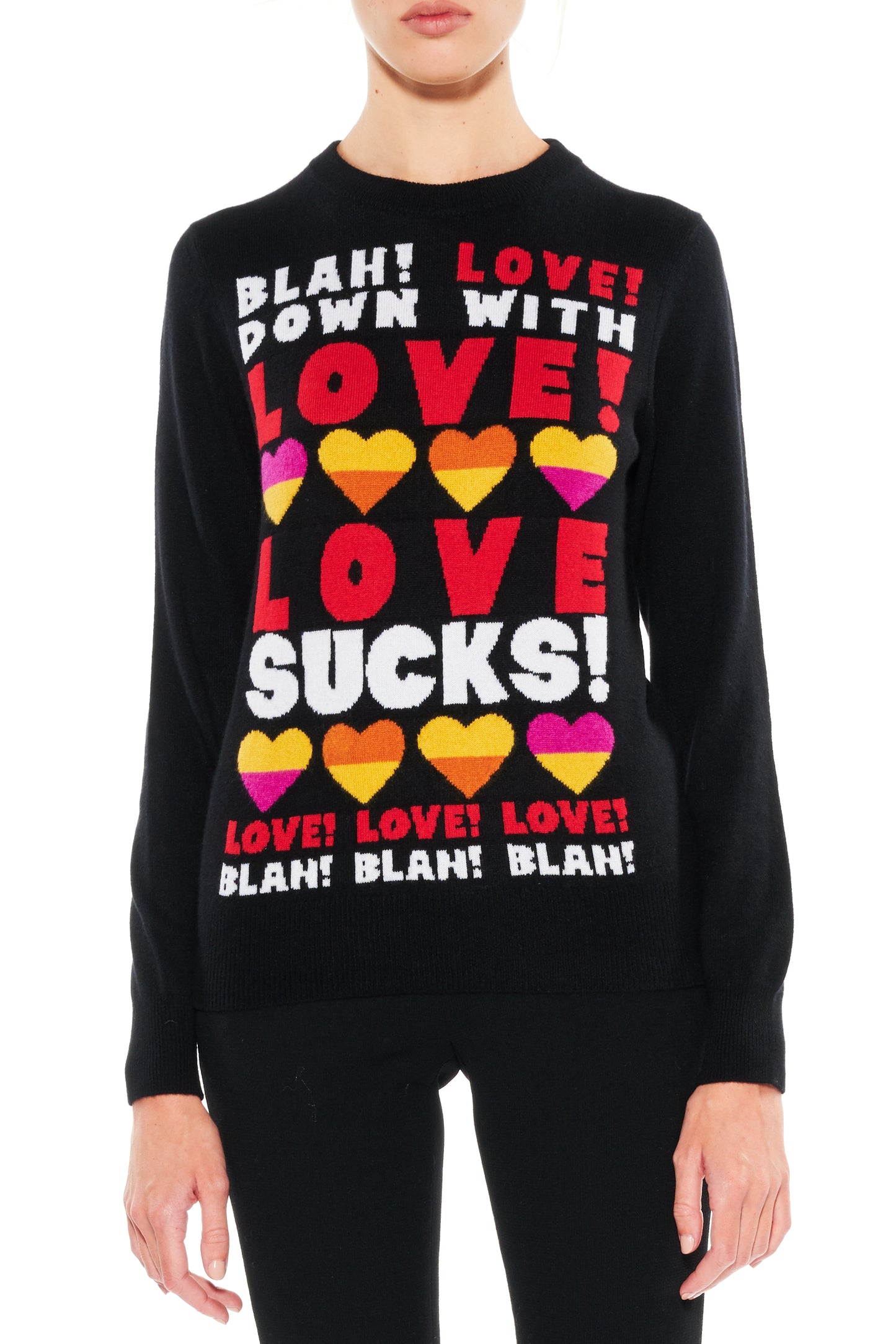 DOWN WITH LOVE CREWNECK CASHMERE PULLOVER - Women's Knits - Libertine