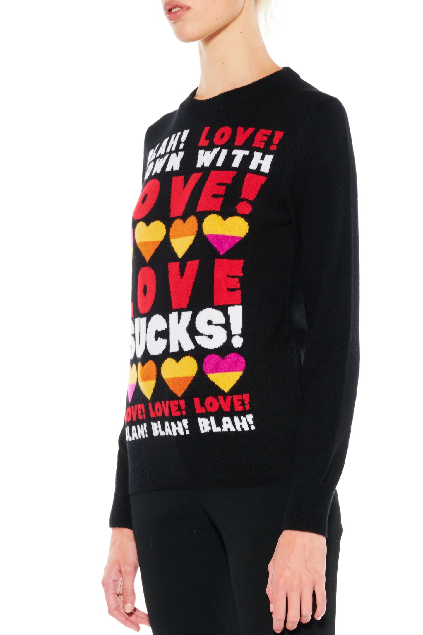 DOWN WITH LOVE CREWNECK CASHMERE PULLOVER - Women's Knits - Libertine