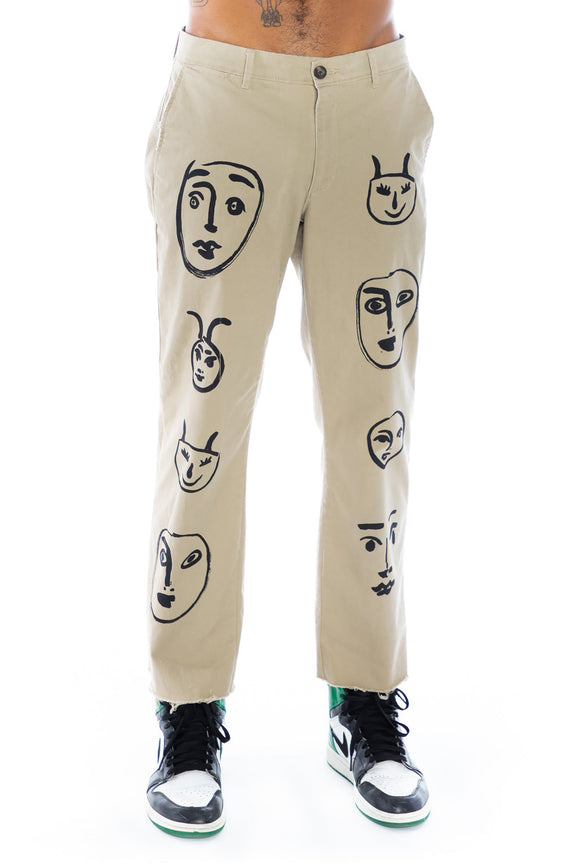 SILK SCREENED ‘MADOURA' MEN'S KHAKI CHINOS - Men's Bottoms - Libertine