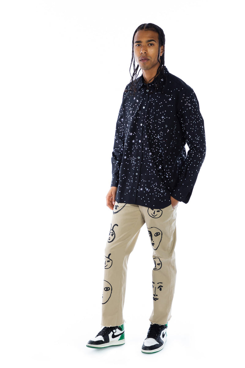 SILK SCREENED ‘MADOURA' MEN'S KHAKI CHINOS - Men's Bottoms - Libertine