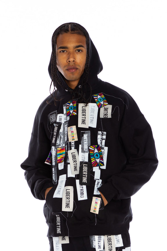 'LABEL MANIA' HOODIE PULLOVER SWEATSHIRT - SWEATSHIRTS - Libertine