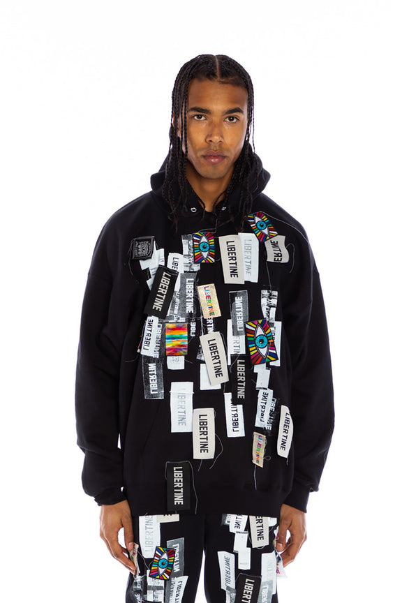 'LABEL MANIA' HOODIE PULLOVER SWEATSHIRT - SWEATSHIRTS - Libertine