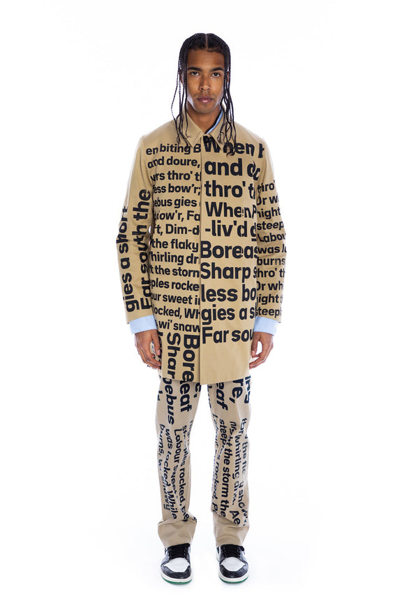 SILK SCREENED 'ROBERT BURNS' MEN'S MAC COAT - COATS - Libertine