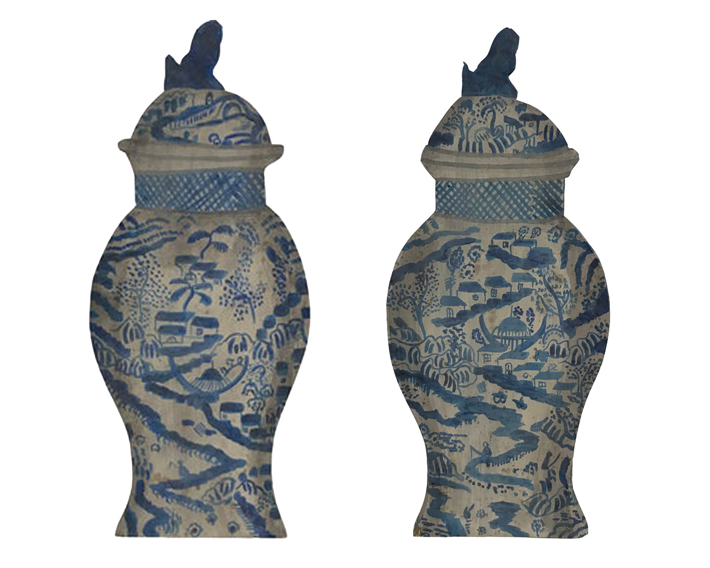 PAIR OF CHINESE BLUE AND WHITE VASES DUMMY BOARD - Home - Libertine