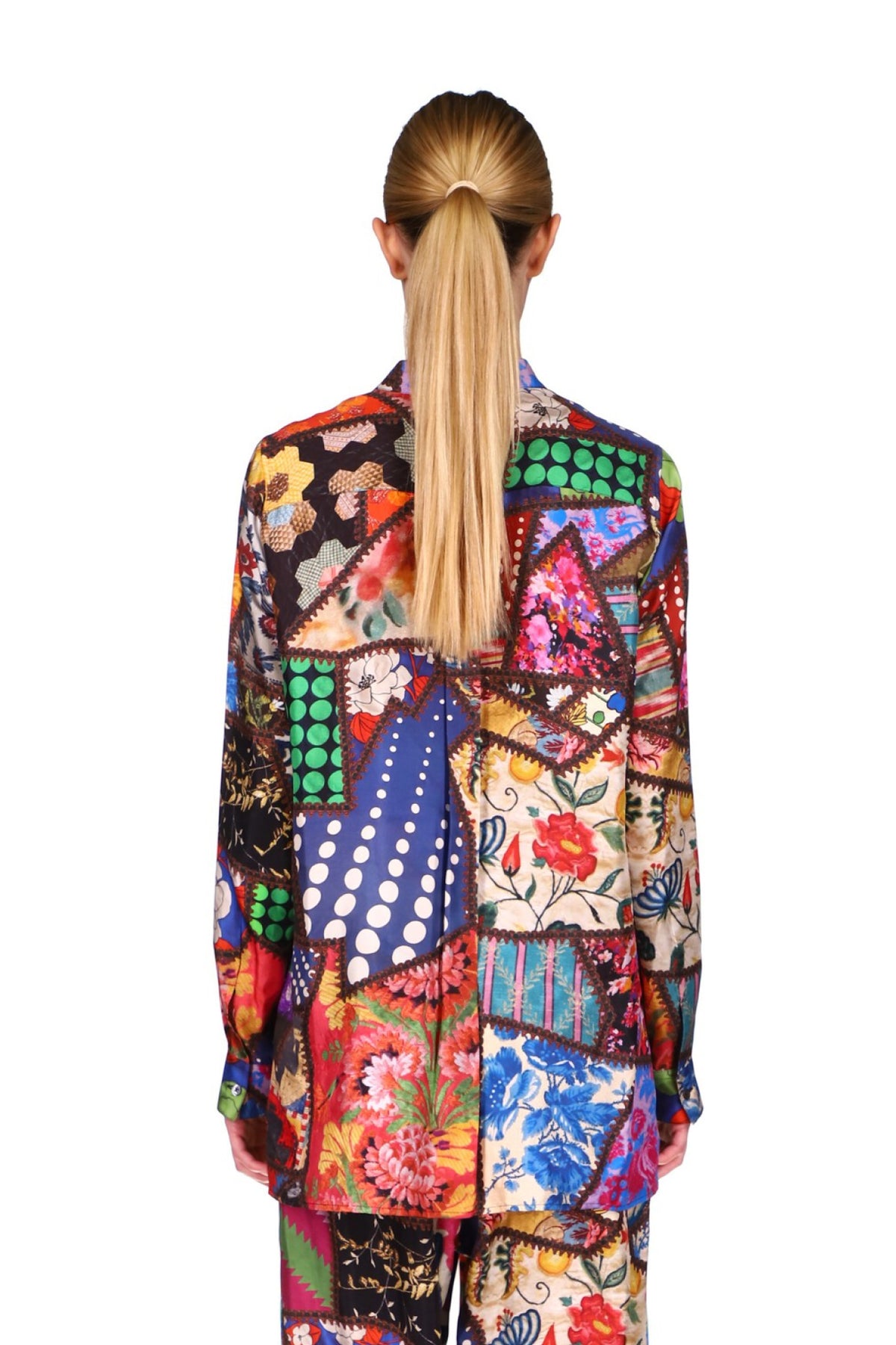 'HOTCH POTCH CRAZY QUILT' SILK TUNIC BLOUSE - SHIRTS - Libertine