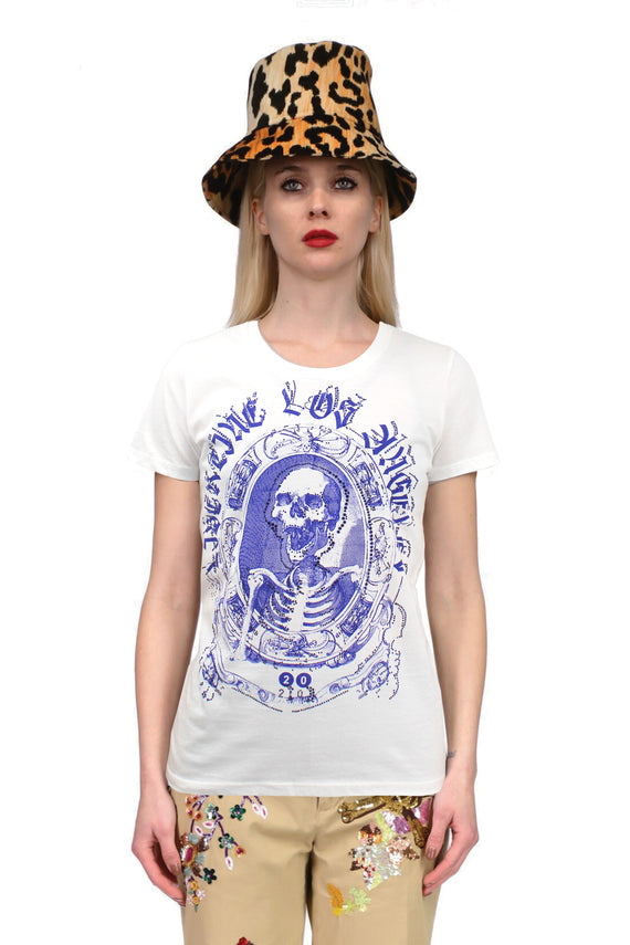 'ASHES TO ASHES BLUE WITH CRYSTALS' T SHIRT -  - Libertine
