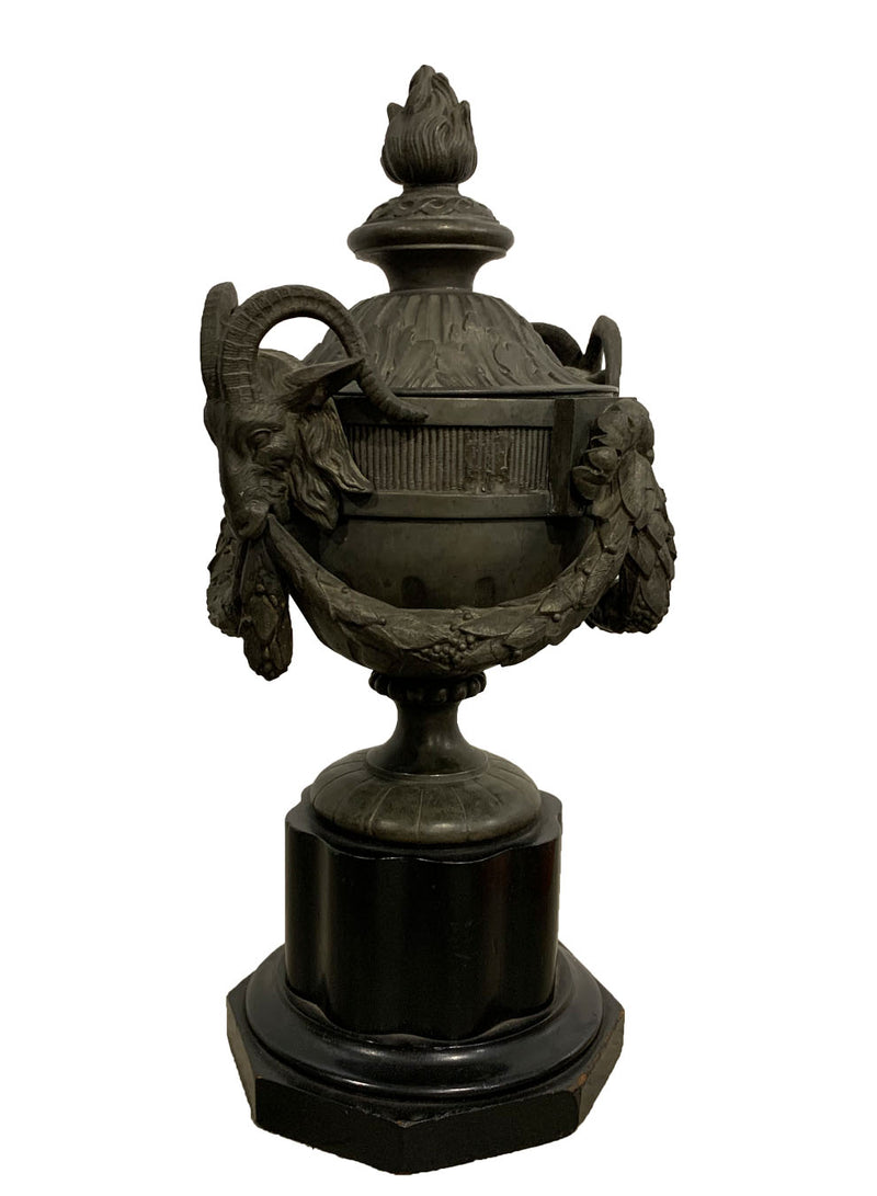 PAIR OF 19TH CENTURY FRENCH LE GRAND TOUR BRONZE URNS ON PAINTED WOOD BASES - Home - Libertine