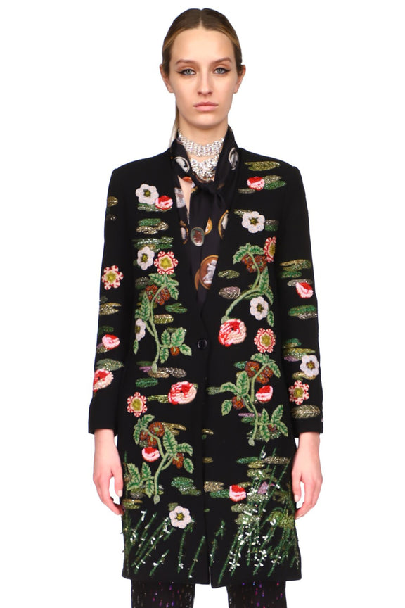 ELIZABETHAN FLORAL V-NECK COAT - COATS - Libertine