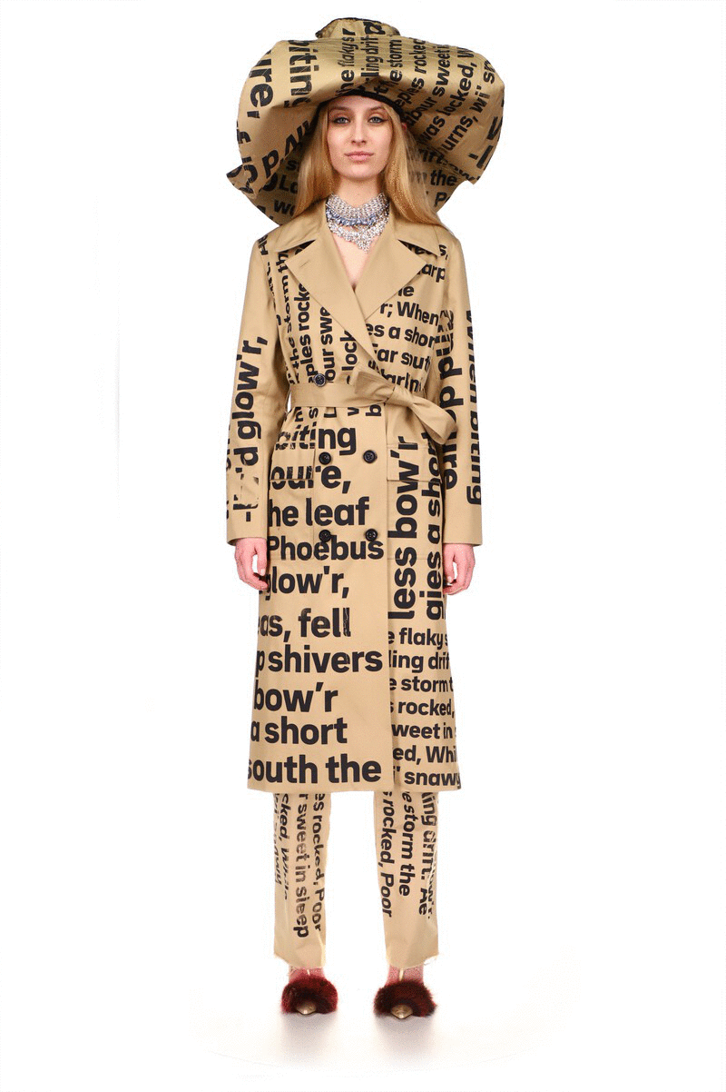 SILK SCREENED ‘ROBERT BURN'S WINTER'S NIGHT' LONG LEAN TRENCH IN KHAKI - COATS - Libertine|https://cdn.shopify.com/videos/c/o/v/ec12651cc84e4b9681b5df9241b8c9e9.mp4