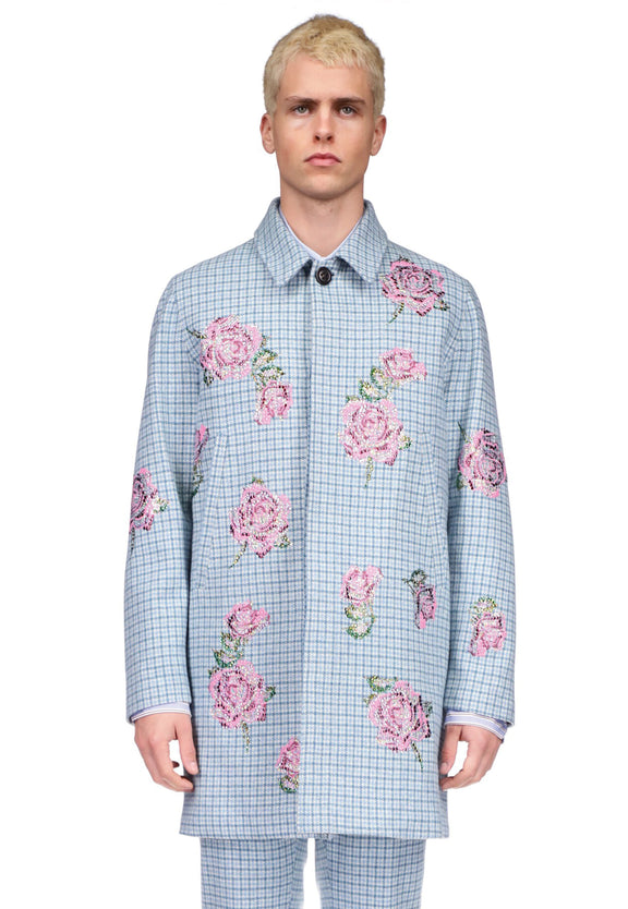 'PRINCE OF WHALES PINKY BLUE' MAC COAT - COATS - Libertine