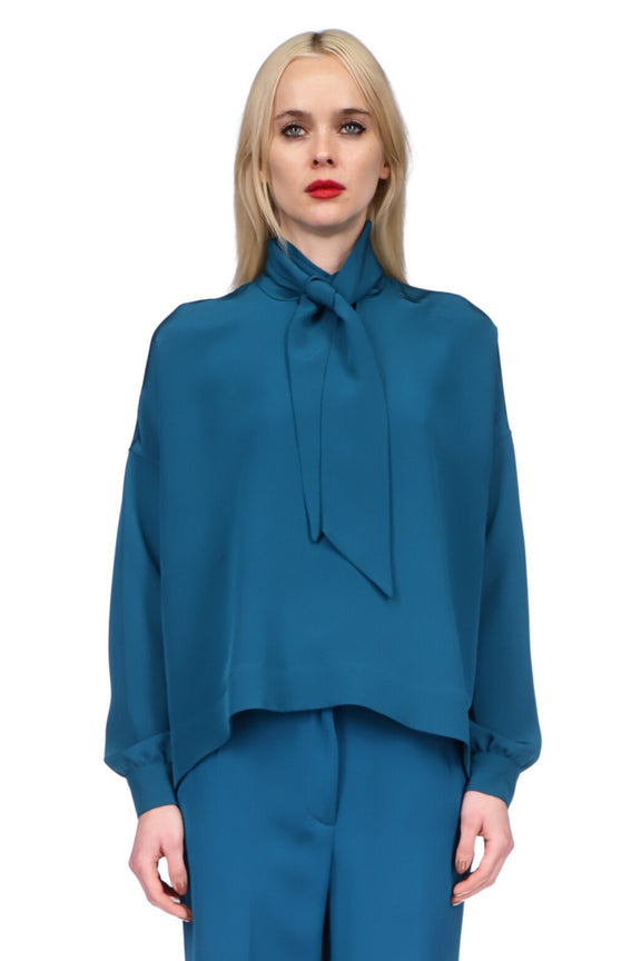 'PEACOCK' TIE BLOUSE - TOPS - Libertine