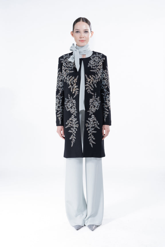 'PAISLEY FLORETTES' CLASSIC COLLARLESS COAT -  - Libertine