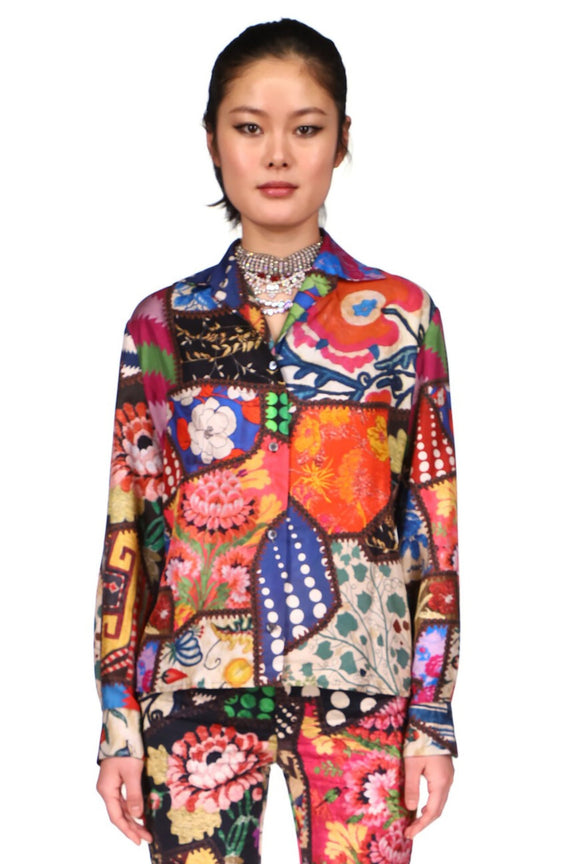 'HOTCH POTCH CRAZY QUILT' LOUNGE BLOUSE - SHIRTS - Libertine