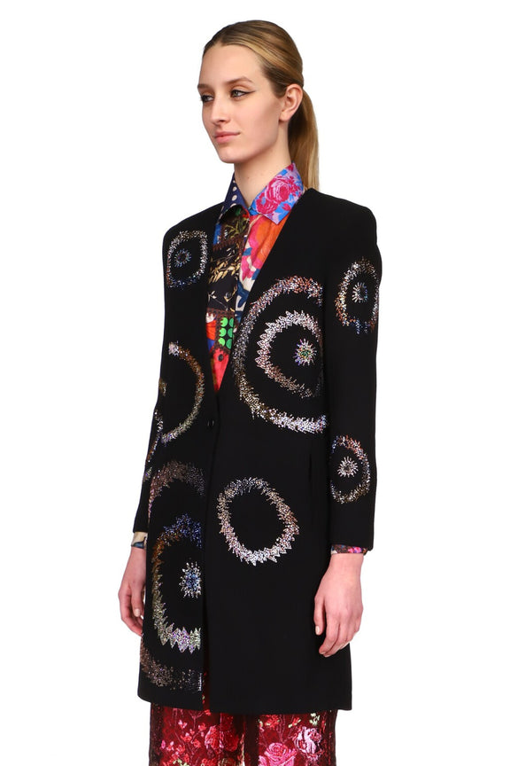 'CRYSTAL SWIRLS' SLIM V-NECK COAT - COATS - Libertine