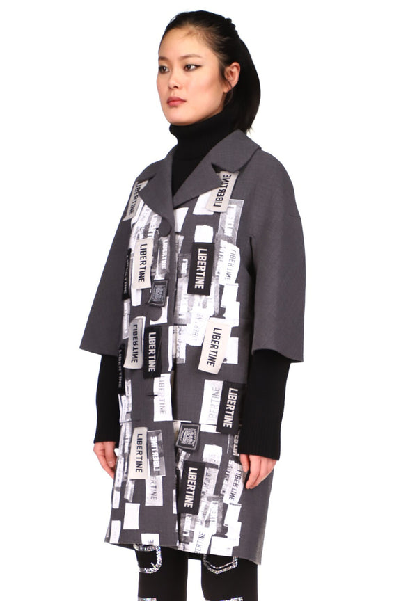 SILK SCREENED 'LABEL MANIA' PATCH POCKET COAT - COATS - Libertine