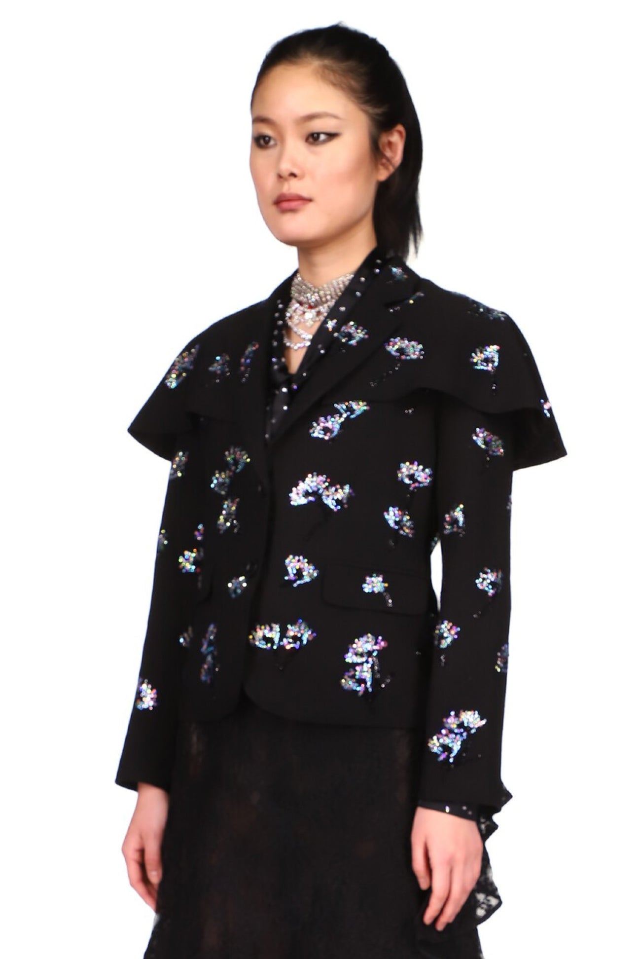 CRYSTAL 'FORGET ME NOT' CAPED JACKET - BLAZERS - Libertine