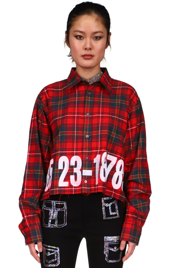 'DING DING I GOT YOUR NUMBER' CROPPED CLASSIC SHIRT - Women's Tops - Libertine