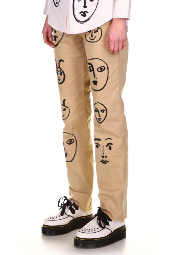 SILK SCREENED 'MADOURA' WOMENS KHAKI CHINOS - Women's Bottoms - Libertine