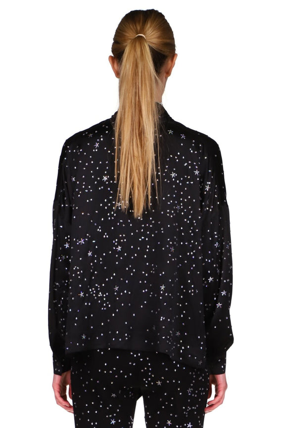 CRYSTAL 'LONGFELLOW'S LIGHT OF STARS' SILK TIE BLOUSE - TOPS - Libertine