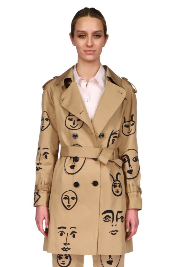 SILK SCREENED ‘MADOURA' KHAKI TRENCH - Women's Jackets & Coats - Libertine