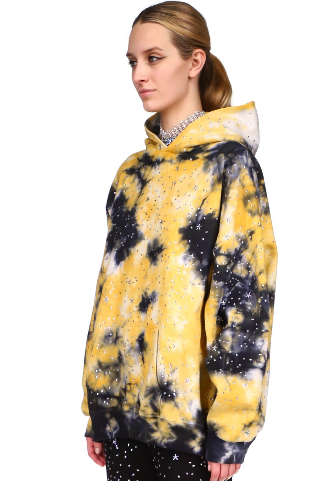 CRYSTAL ‘LONGFELLOW'S LIGHT OF STARS' TIE DYE PULLOVER HOODIE SWEATSHIRT