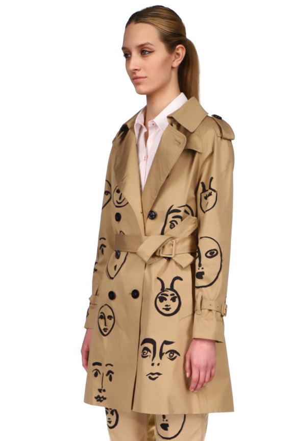 SILK SCREENED ‘MADOURA' KHAKI TRENCH - Women's Jackets & Coats - Libertine