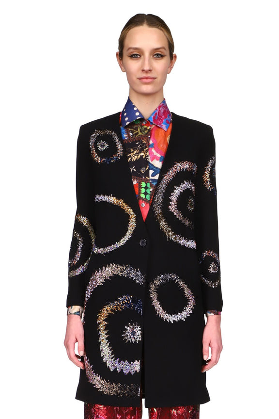 'CRYSTAL SWIRLS' SLIM V-NECK COAT - COATS - Libertine