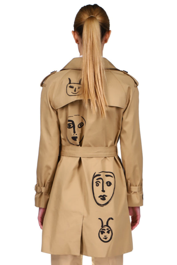 SILK SCREENED ‘MADOURA' KHAKI TRENCH - Women's Jackets & Coats - Libertine