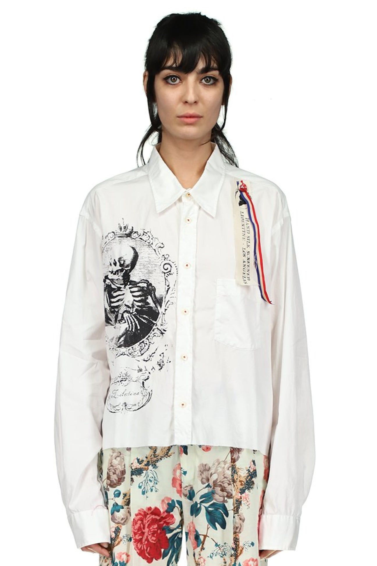 'Ghosting Glass' Cropped Classic Shirt - Women's Tops - Libertine