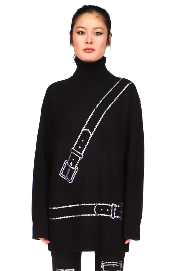 CRYSTAL 'BONDAGE' CASHMERE TURTLENECK SWEATER - SWEATERS - Libertine