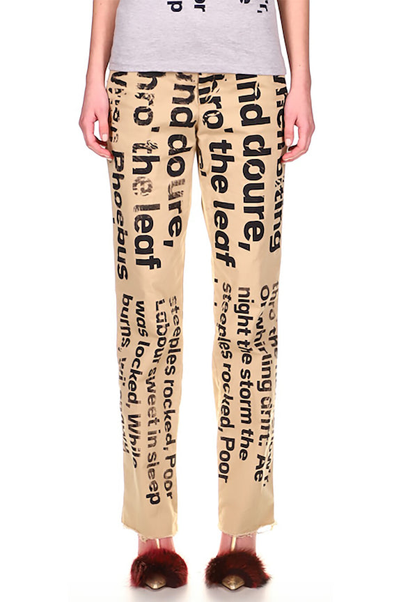 SILK SCREENED ‘ROBERT BURN'S WINTERS NIGHT' KHAKI CHINOS - PANTS - Libertine