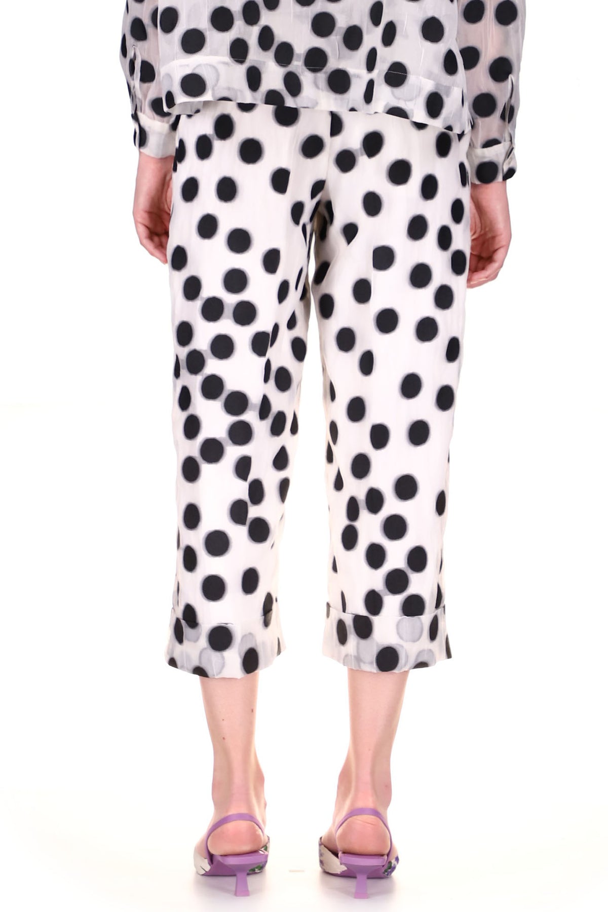 'PEGGY DOTS' CROPPED PLEATED PANTS - PANTS - Libertine