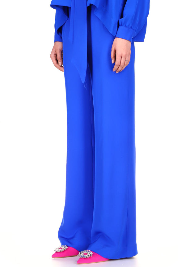 'OVERSATURATED SILKS' BLUE WIDE LEG TROUSERS - PANTS - Libertine