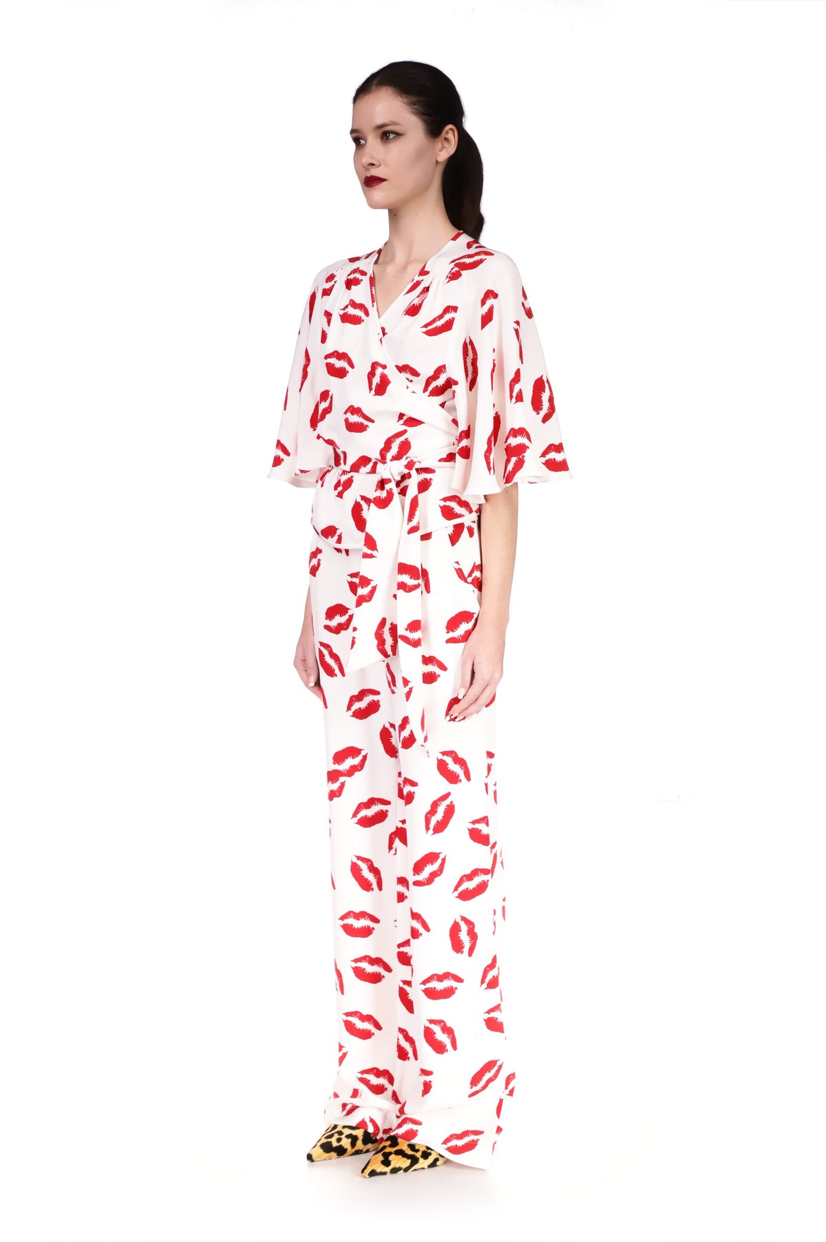 'BISOU' PRINT WIDE LEG PANTS - PANTS - Libertine