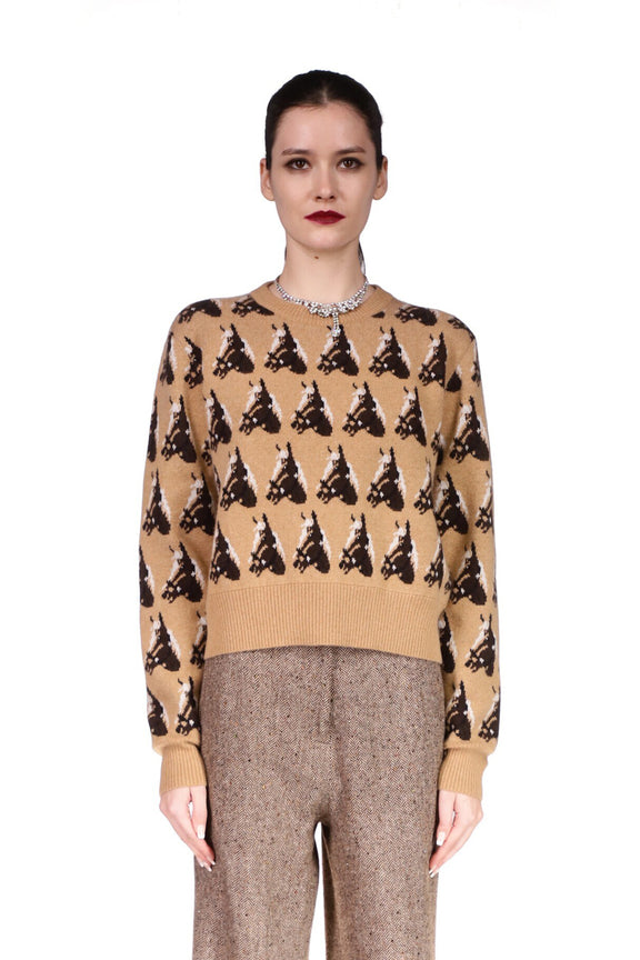 'VERY HORSEY' SHRUNKEN PULLOVER SWEATER - SWEATERS - Libertine