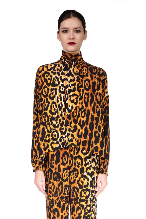 'Leopardo' Tie Blouse - TOPS - Libertine